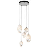 Hubbardton Forge 2023 White White Crystal (WP) Long Chrysalis 5-Light Mixed Crystal Pendant