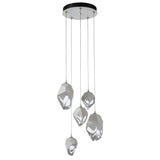 Hubbardton Forge 2023 White White Crystal (WP) Long Chrysalis 5-Light Mixed Crystal Pendant