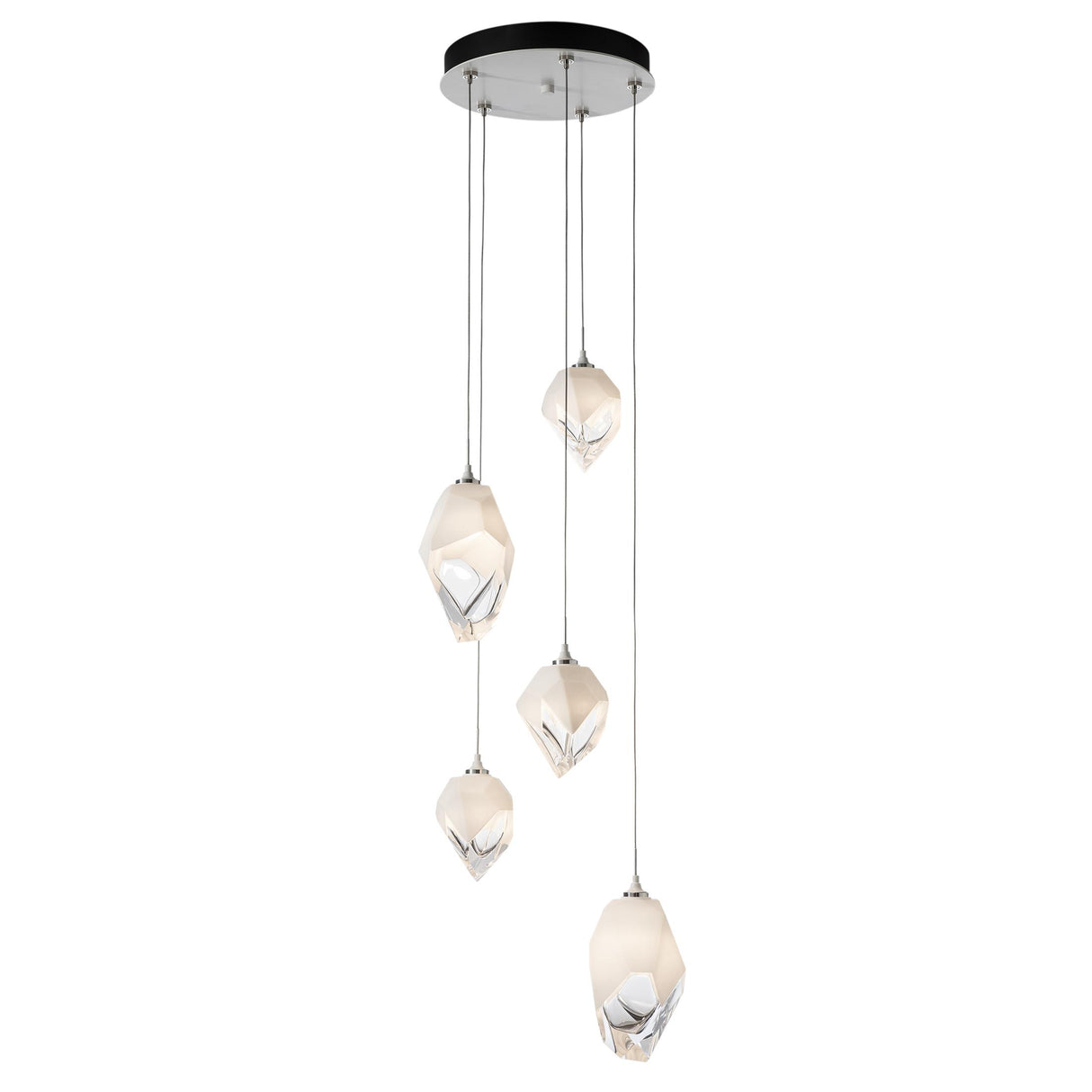 Hubbardton Forge 2023 White White Crystal (WP) Long Chrysalis 5-Light Mixed Crystal Pendant