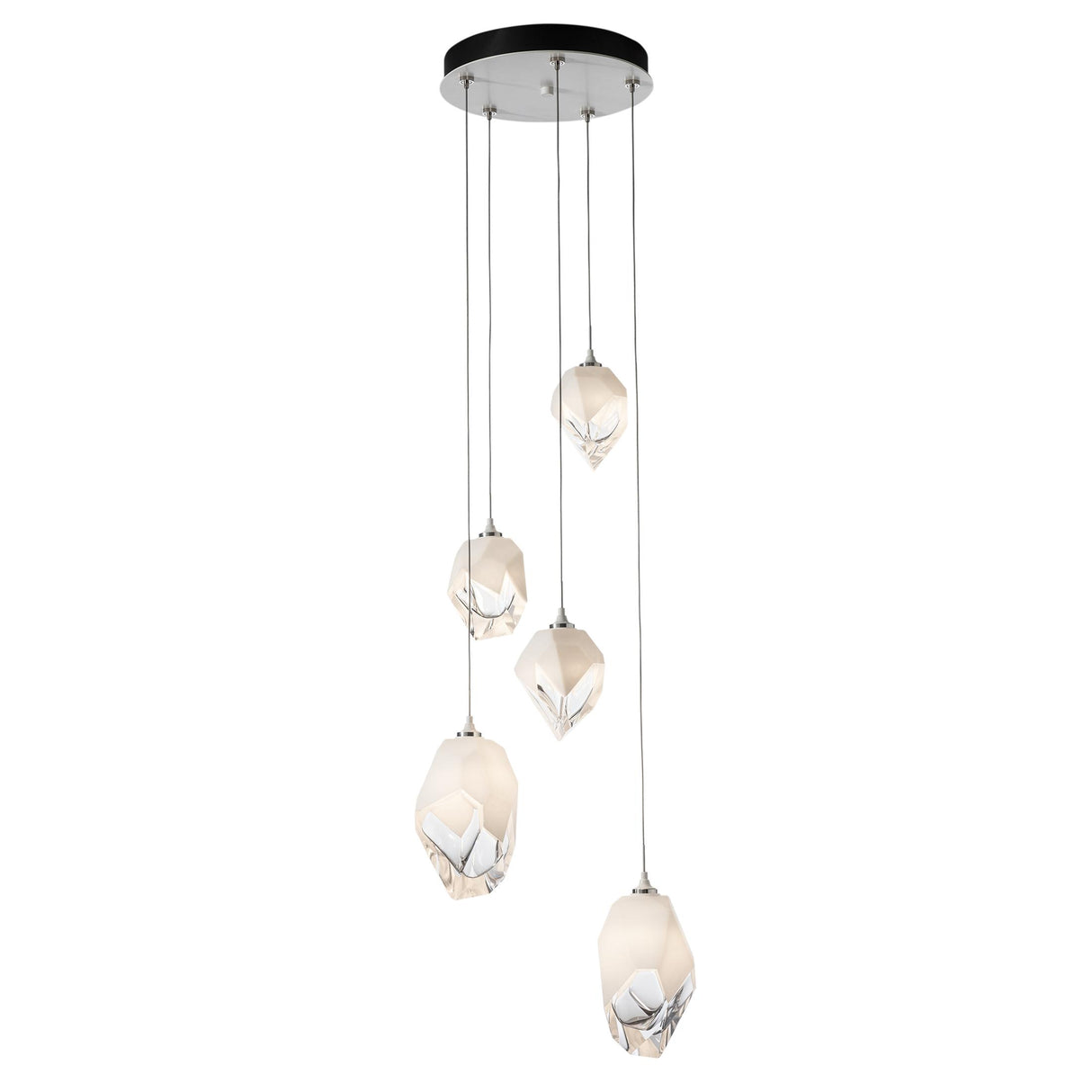 Hubbardton Forge 2023 White White Crystal (WP) Long Chrysalis 5-Light Mixed Crystal Pendant