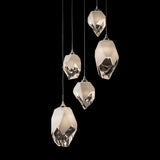 Hubbardton Forge 2023 White White Crystal (WP) Long Chrysalis 5-Light Mixed Crystal Pendant