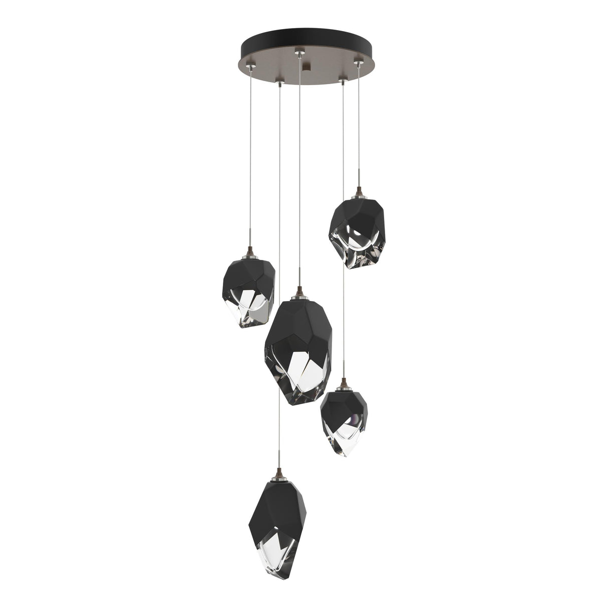 Hubbardton Forge 2023 Bronze Black Crystal (BP) Long Chrysalis 5-Light Mixed Crystal Pendant