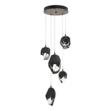 Hubbardton Forge 2023 Bronze Black Crystal (BP) Long Chrysalis 5-Light Mixed Crystal Pendant