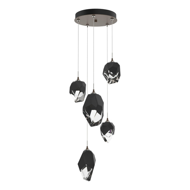 Hubbardton Forge 2023 Bronze Black Crystal (BP) Long Chrysalis 5-Light Mixed Crystal Pendant
