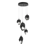 Hubbardton Forge 2023 Black Black Crystal (BP) Long Chrysalis 5-Light Mixed Crystal Pendant