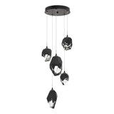 Hubbardton Forge 2023 Oil Rubbed Bronze Black Crystal (BP) Long Chrysalis 5-Light Mixed Crystal Pendant