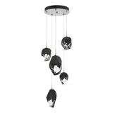 Hubbardton Forge 2023 Vintage Platinum Black Crystal (BP) Long Chrysalis 5-Light Mixed Crystal Pendant