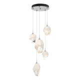 Hubbardton Forge 2023 Vintage Platinum White Crystal (WP) Long Chrysalis 5-Light Mixed Crystal Pendant