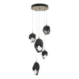 Hubbardton Forge 2023 Soft Gold Black Crystal (BP) Long Chrysalis 5-Light Mixed Crystal Pendant