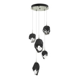 Hubbardton Forge 2023 Sterling Black Crystal (BP) Long Chrysalis 5-Light Mixed Crystal Pendant