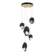 Hubbardton Forge 2023 Modern Brass Black Crystal (BP) Long Chrysalis 5-Light Mixed Crystal Pendant