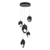 Hubbardton Forge 2023 Ink Black Crystal (BP) Long Chrysalis 5-Light Mixed Crystal Pendant