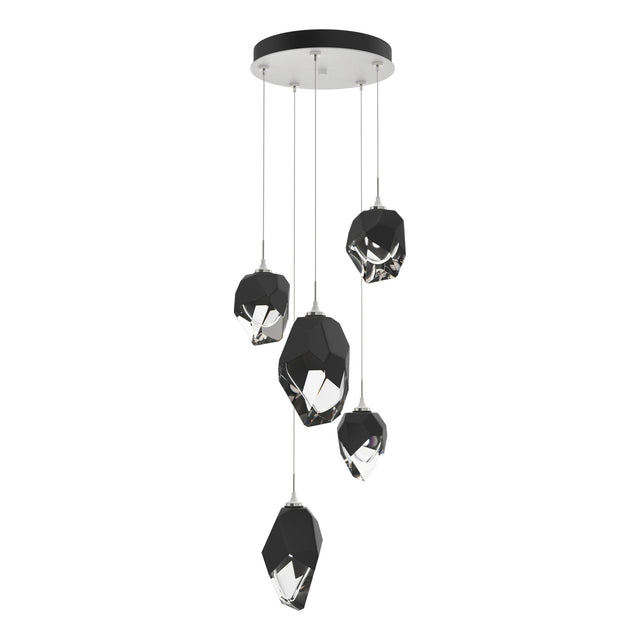Hubbardton Forge 2023 White Black Crystal (BP) Standard Chrysalis 5-Light Mixed Crystal Pendant
