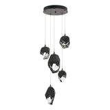 Hubbardton Forge 2023 Dark Smoke Black Crystal (BP) Standard Chrysalis 5-Light Mixed Crystal Pendant