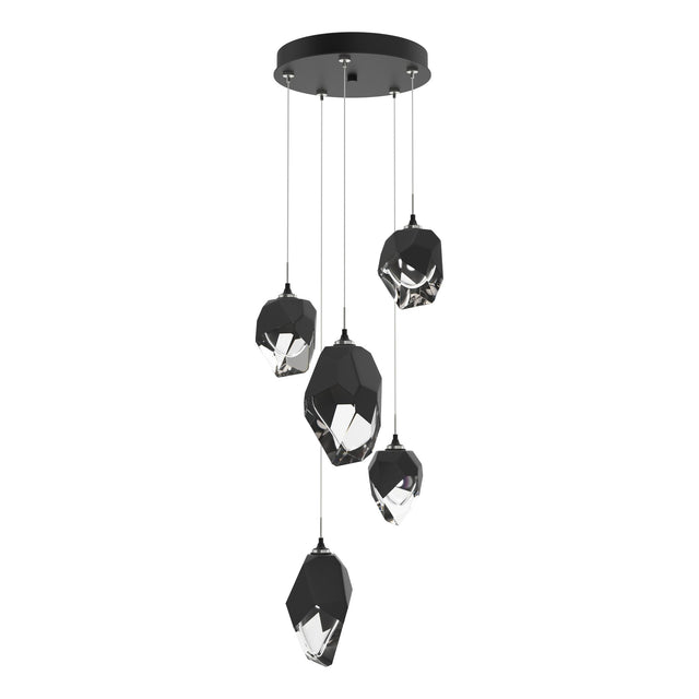 Hubbardton Forge 2023 Black Black Crystal (BP) Standard Chrysalis 5-Light Mixed Crystal Pendant