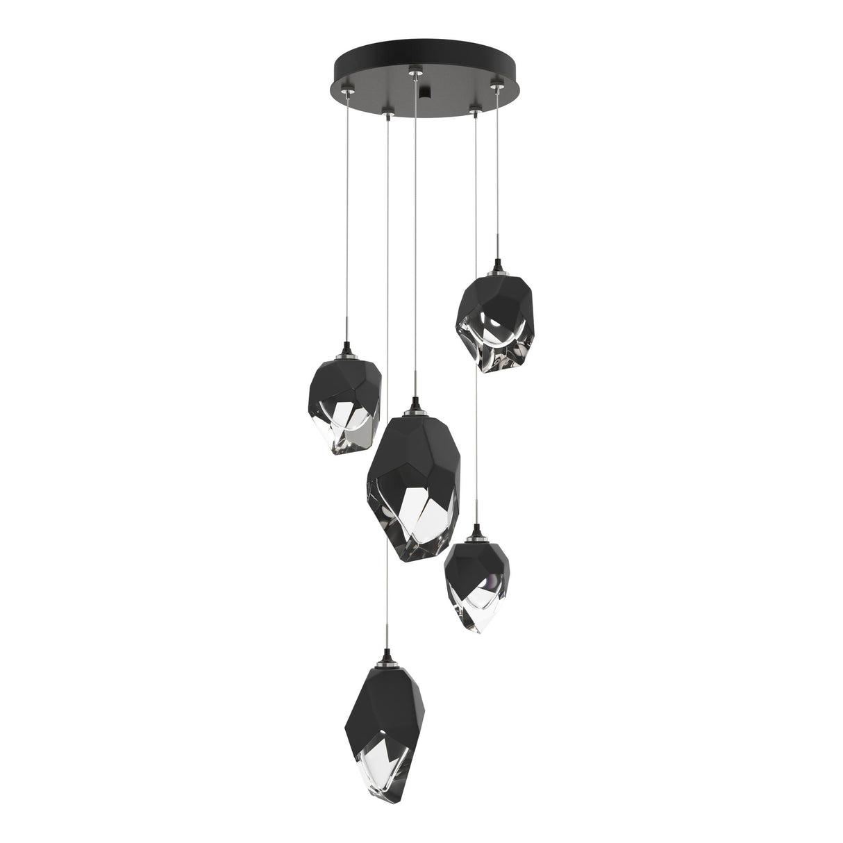 Hubbardton Forge 2023 Oil Rubbed Bronze Black Crystal (BP) Standard Chrysalis 5-Light Mixed Crystal Pendant