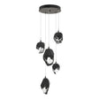 Hubbardton Forge 2023 Natural Iron Black Crystal (BP) Standard Chrysalis 5-Light Mixed Crystal Pendant