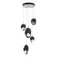 Hubbardton Forge 2023 Vintage Platinum Black Crystal (BP) Standard Chrysalis 5-Light Mixed Crystal Pendant