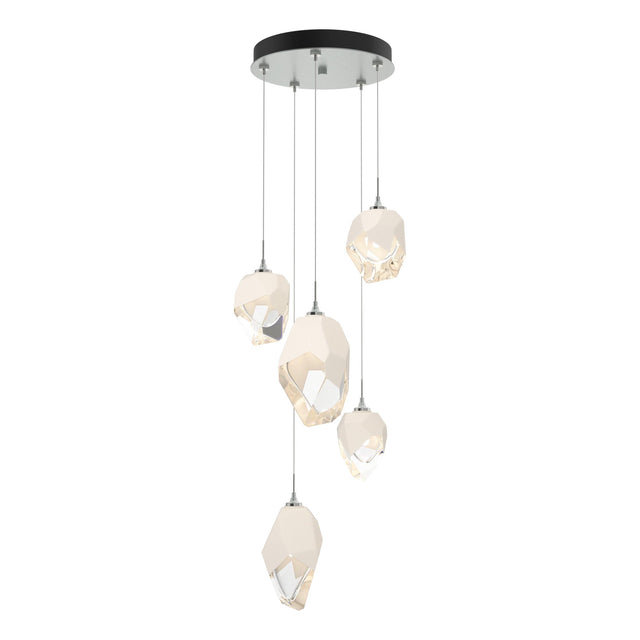 Hubbardton Forge 2023 Vintage Platinum White Crystal (WP) Standard Chrysalis 5-Light Mixed Crystal Pendant