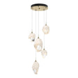Hubbardton Forge 2023 Modern Brass White Crystal (WP) Standard Chrysalis 5-Light Mixed Crystal Pendant