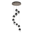 Hubbardton Forge 2023 Bronze Black Crystal (BP) Long Chrysalis 9-Light Small Crystal Pendant