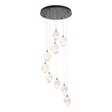 Hubbardton Forge 2023 Dark Smoke White Crystal (WP) Long Chrysalis 9-Light Small Crystal Pendant