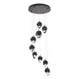 Hubbardton Forge 2023 Oil Rubbed Bronze Black Crystal (BP) Long Chrysalis 9-Light Small Crystal Pendant