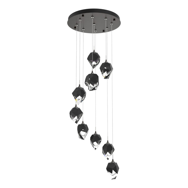 Hubbardton Forge 2023 Oil Rubbed Bronze Black Crystal (BP) Long Chrysalis 9-Light Small Crystal Pendant