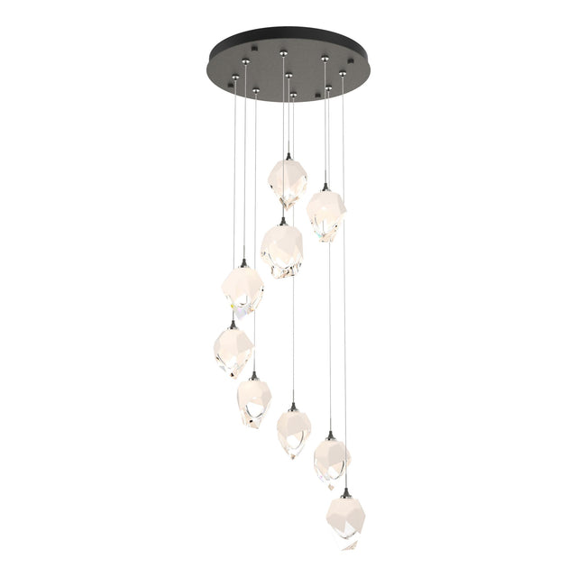 Hubbardton Forge 2023 Natural Iron White Crystal (WP) Long Chrysalis 9-Light Small Crystal Pendant