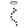 Hubbardton Forge 2023 Vintage Platinum Black Crystal (BP) Long Chrysalis 9-Light Small Crystal Pendant