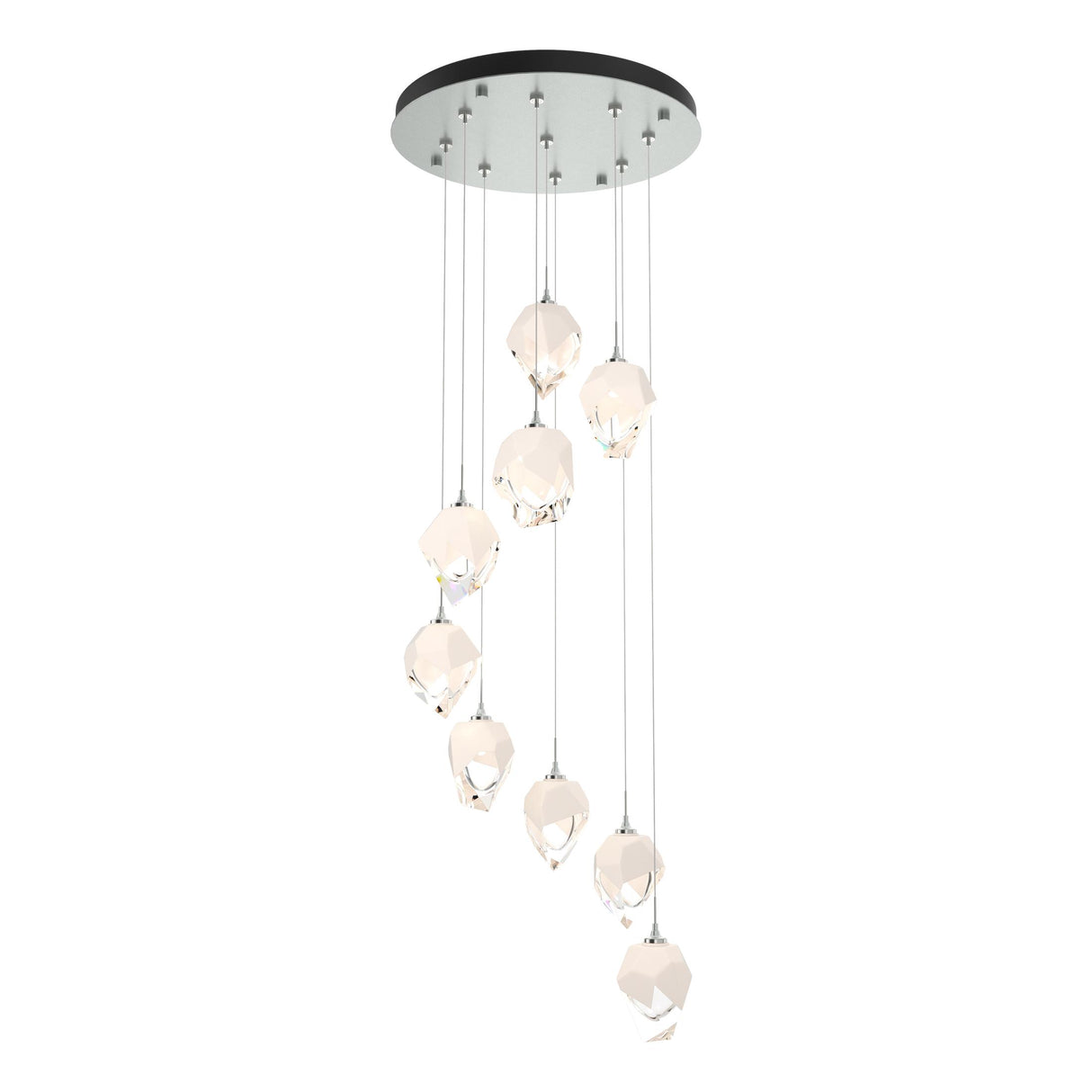 Hubbardton Forge 2023 Vintage Platinum White Crystal (WP) Long Chrysalis 9-Light Small Crystal Pendant