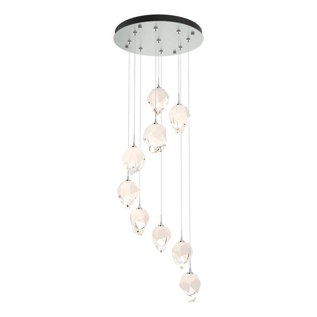Hubbardton Forge 2023 Vintage Platinum White Crystal (WP) Long Chrysalis 9-Light Small Crystal Pendant
