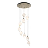 Hubbardton Forge 2023 Soft Gold White Crystal (WP) Long Chrysalis 9-Light Small Crystal Pendant