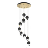Hubbardton Forge 2023 Modern Brass Black Crystal (BP) Long Chrysalis 9-Light Small Crystal Pendant