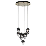 Hubbardton Forge 2023 Modern Brass Black Crystal (BP) Long Chrysalis 9-Light Small Crystal Pendant