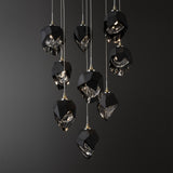 Hubbardton Forge 2023 Modern Brass Black Crystal (BP) Long Chrysalis 9-Light Small Crystal Pendant