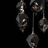 Hubbardton Forge 2023 Modern Brass Black Crystal (BP) Long Chrysalis 9-Light Small Crystal Pendant