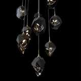 Hubbardton Forge 2023 Modern Brass Black Crystal (BP) Long Chrysalis 9-Light Small Crystal Pendant