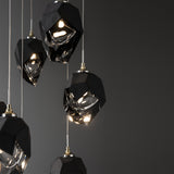Hubbardton Forge 2023 Modern Brass Black Crystal (BP) Long Chrysalis 9-Light Small Crystal Pendant