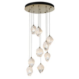 Hubbardton Forge 2023 Modern Brass White Crystal (WP) Long Chrysalis 9-Light Small Crystal Pendant