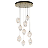 Hubbardton Forge 2023 Modern Brass White Crystal (WP) Long Chrysalis 9-Light Small Crystal Pendant