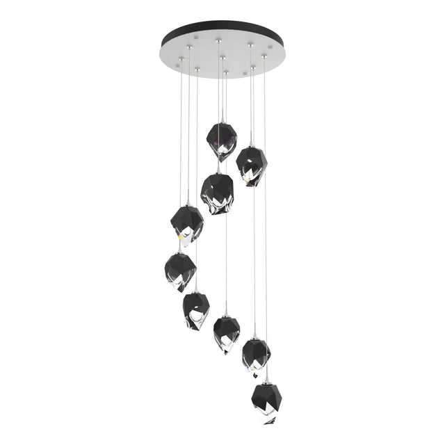 Hubbardton Forge 2023 White Black Crystal (BP) Standard Chrysalis 9-Light Small Crystal Pendant