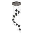 Hubbardton Forge 2023 Dark Smoke Black Crystal (BP) Standard Chrysalis 9-Light Small Crystal Pendant