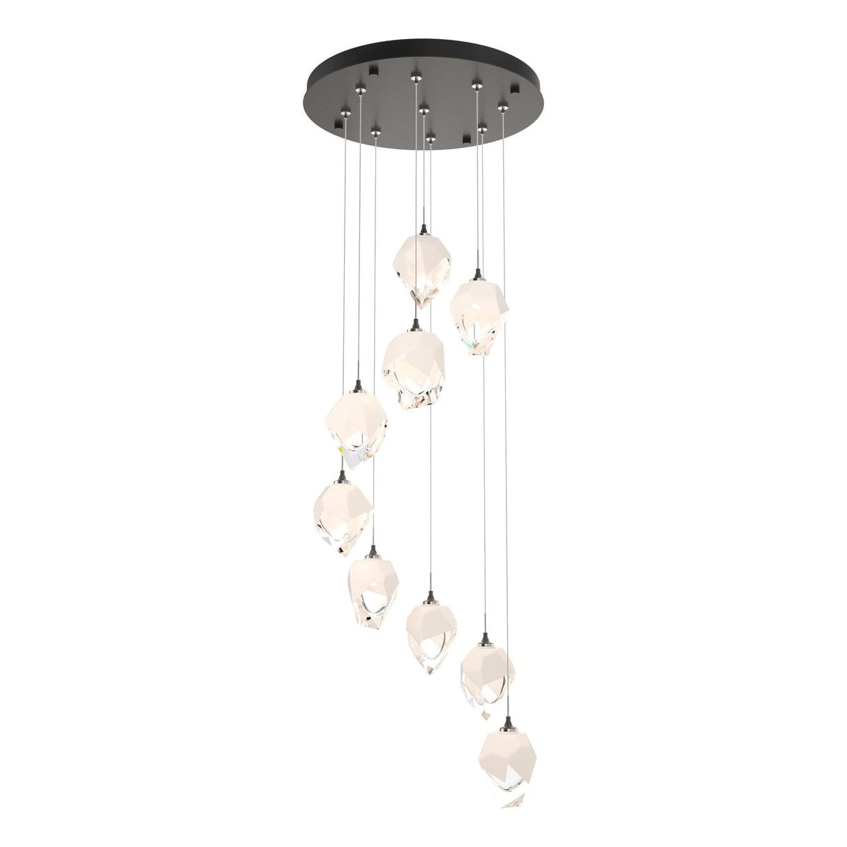 Hubbardton Forge 2023 Dark Smoke White Crystal (WP) Standard Chrysalis 9-Light Small Crystal Pendant