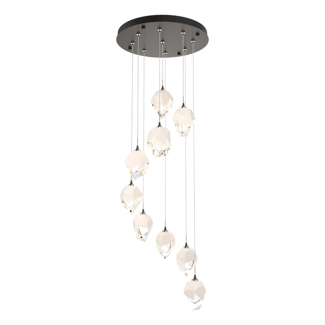 Hubbardton Forge 2023 Dark Smoke White Crystal (WP) Standard Chrysalis 9-Light Small Crystal Pendant