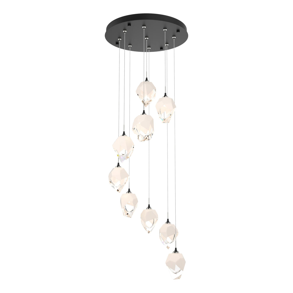 Hubbardton Forge 2023 Black White Crystal (WP) Standard Chrysalis 9-Light Small Crystal Pendant