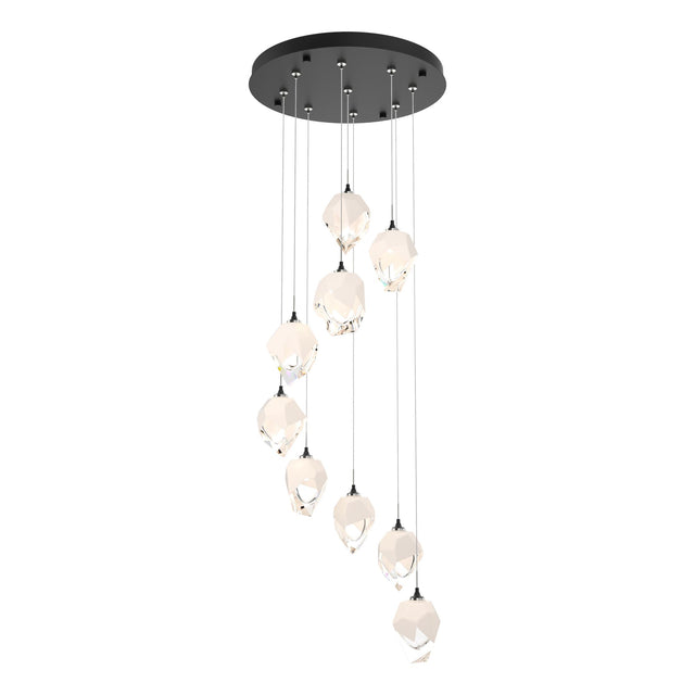 Hubbardton Forge 2023 Black White Crystal (WP) Standard Chrysalis 9-Light Small Crystal Pendant