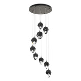 Hubbardton Forge 2023 Natural Iron Black Crystal (BP) Standard Chrysalis 9-Light Small Crystal Pendant