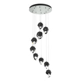 Hubbardton Forge 2023 Vintage Platinum Black Crystal (BP) Standard Chrysalis 9-Light Small Crystal Pendant