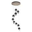 Hubbardton Forge 2023 Soft Gold Black Crystal (BP) Standard Chrysalis 9-Light Small Crystal Pendant